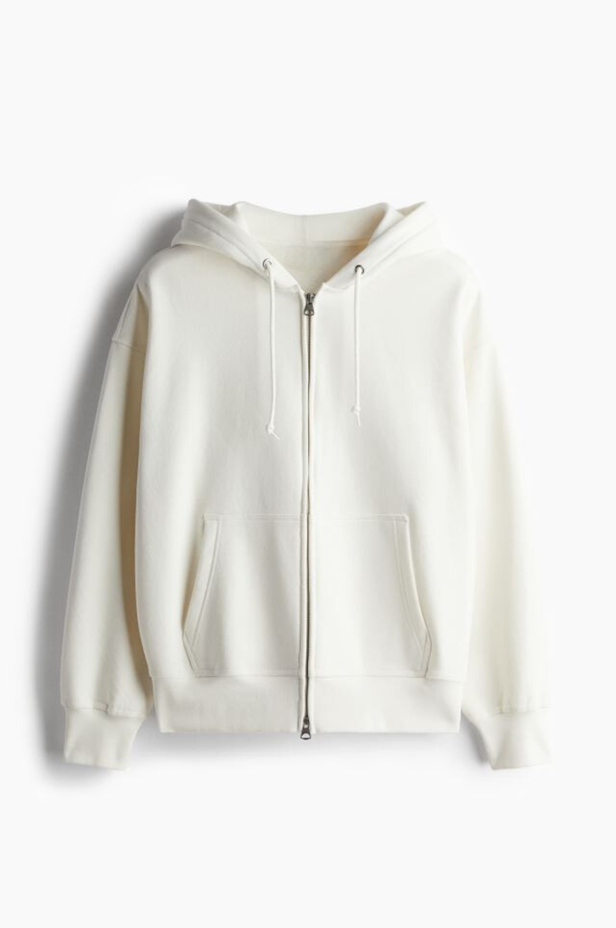 WHITE ZIP HOODIE